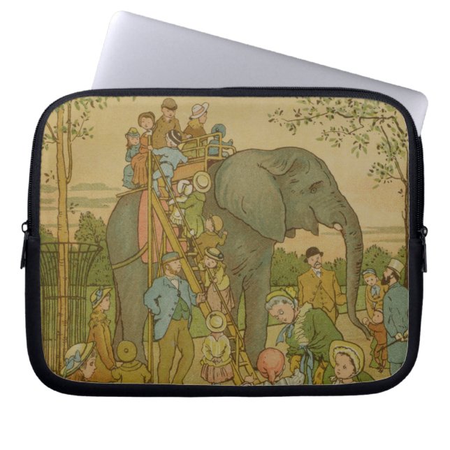 Children Riding on the Elephant (litho) Laptop Sleeve (Front)
