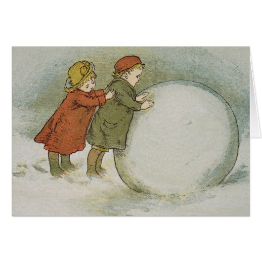 Children Rolling Snowballs Cards (Front Horizontal)