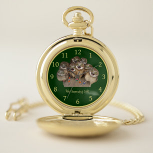 Children’s Clock ~ Baby Burrowing Owls ~ Pocket Watch