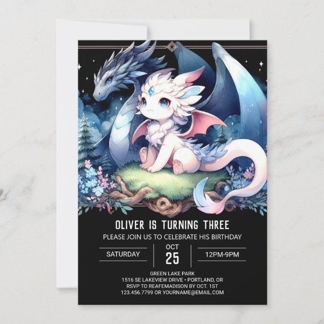 Children’s Fantasy Dragon Birthday Invitation (Front)