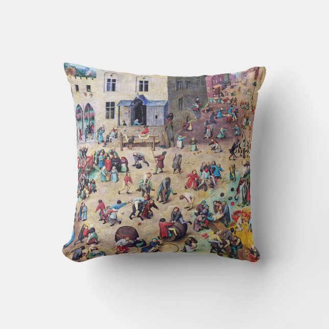 Children’s Games, Pieter Bruegel Throw Pillow (Front)