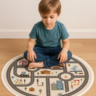 Children’s Road Map Play Rug – City Street Design
