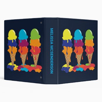Children’s School Colorful Ice Cream 3 Ring Binder by nyxxie at Zazzle