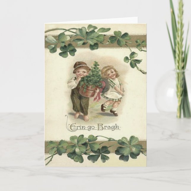 Children Shamrock Erin Go Bragh Card (Front)