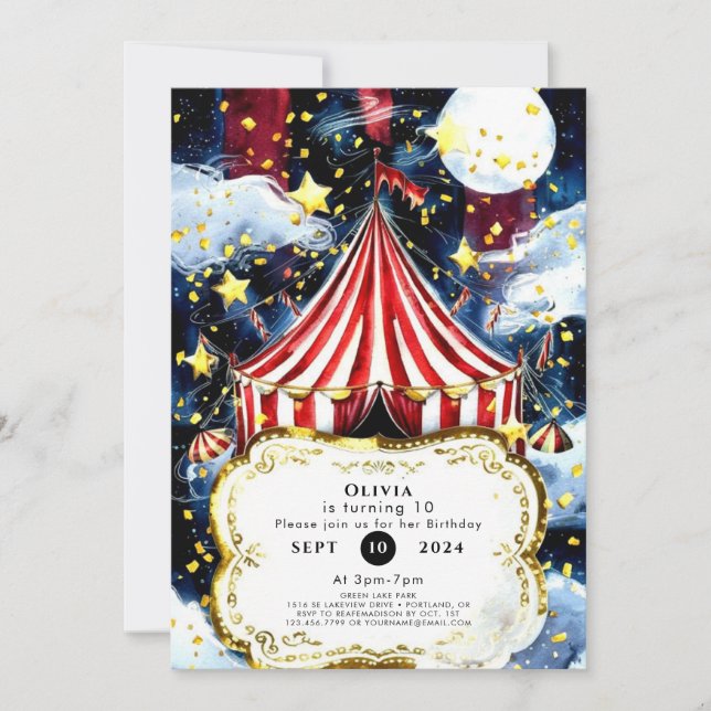 Children Simple Circus Birthday Invitation (Front)
