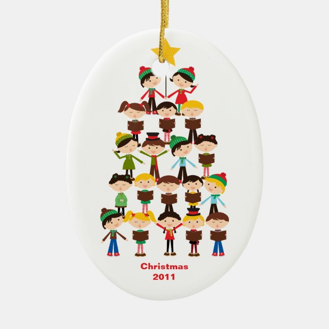 Children Singing Carols Christmas Ornament (Front)