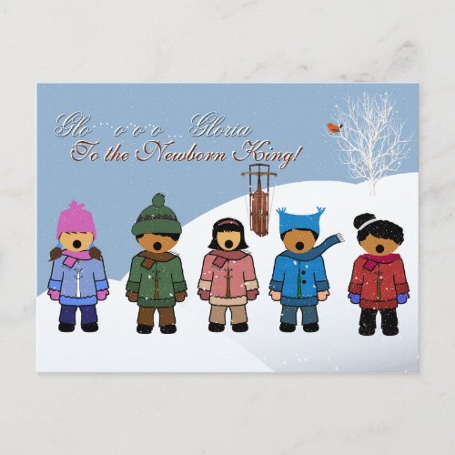 Children Singing Gloria To the Newborn King Holiday Postcard