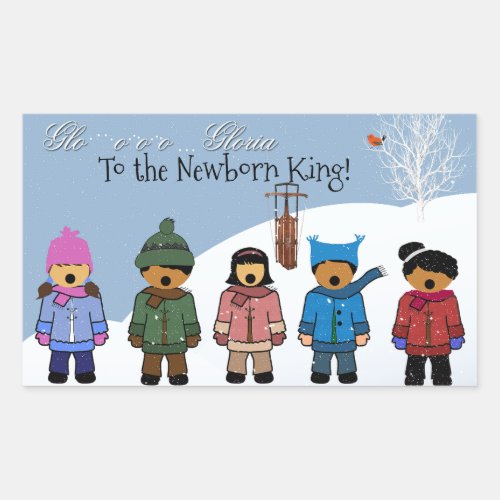 Children Singing Gloria To the Newborn King Rectangular Sticker