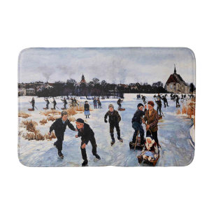 Children skating outside faborg bath mat