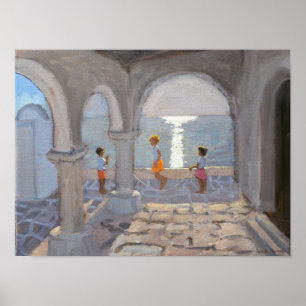 Children Skipping Greek Islands 2008 Poster