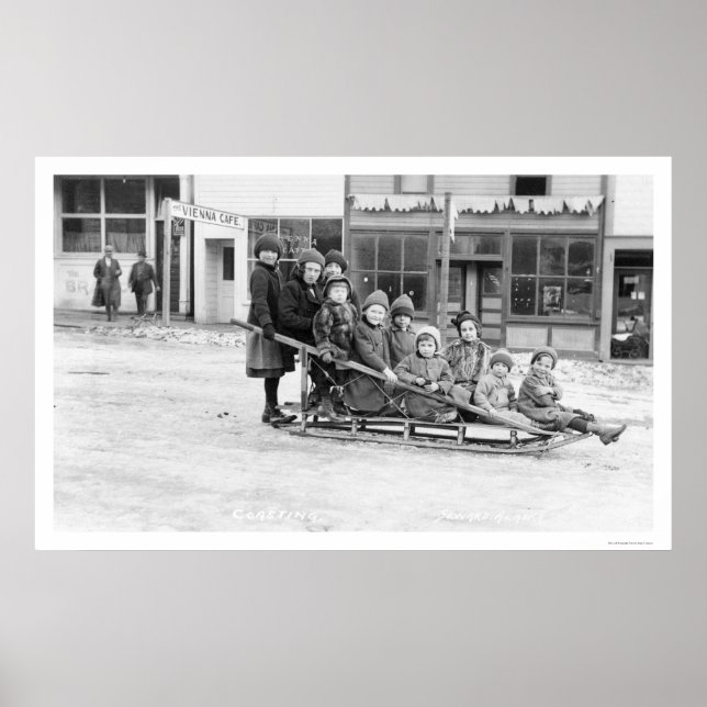 Children Sleigh Seward Alaska 1912 Poster (Front)