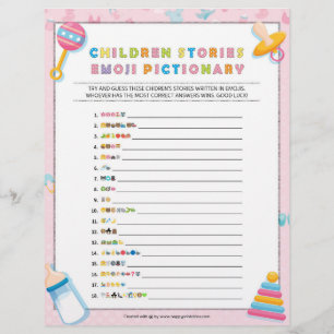 Children Story Emoji Pictionary [Baby Basics Pink] Letterhead