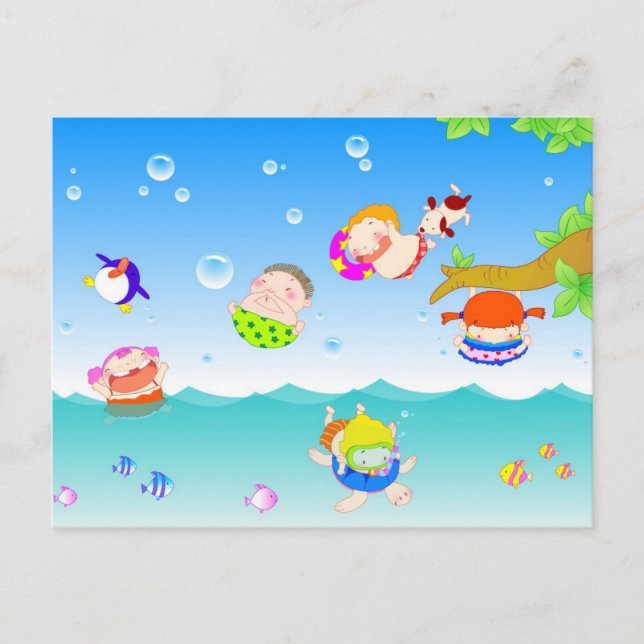 Children Swimming Postcard (Front)