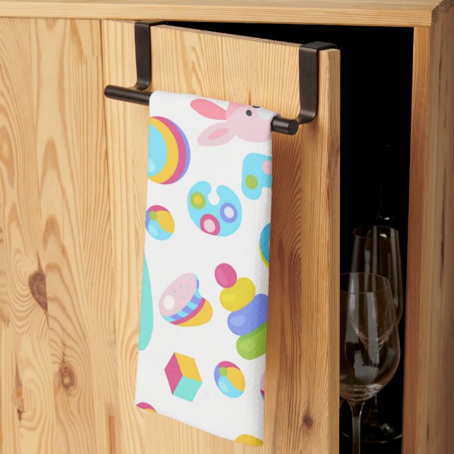 Children Toy Pattern With Teddy Bear Kitchen Towel (Thirds Fold)