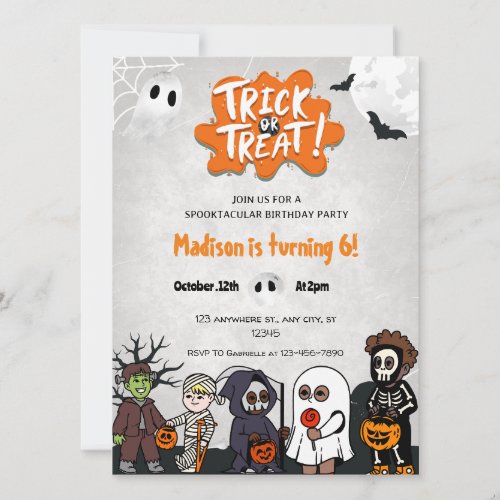 Children Trick or Treat Halloween Party Invitation