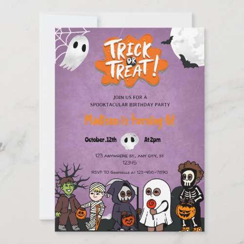 Children Trick or Treat Halloween Party Invitation