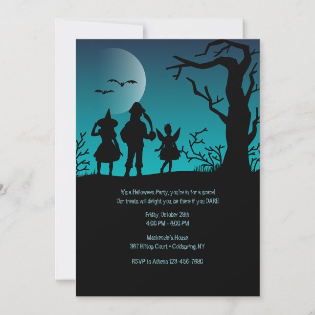 Children Trick or Treating Halloween Invitation (Front)