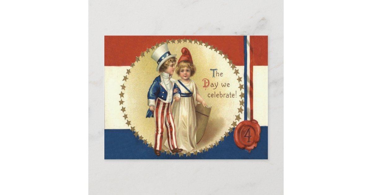 Children Uncle Sam Lady Liberty Star Postcard | Zazzle