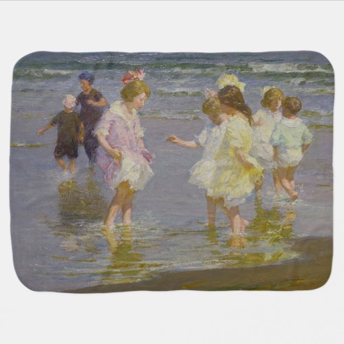 Children Wading on the Beach by EH Potthast Baby Blanket