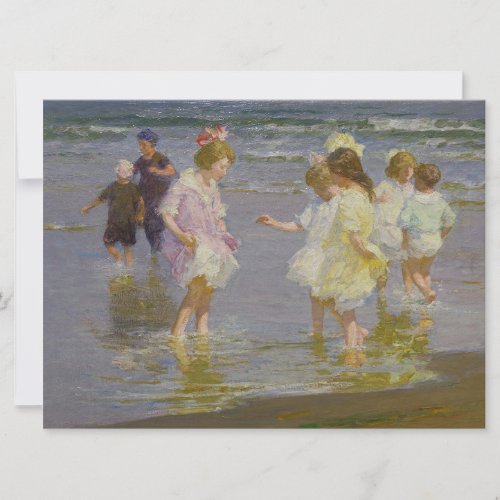 Children Wading on the Beach by EH Potthast Card
