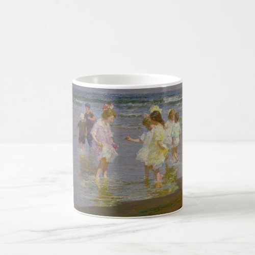 Children Wading on the Beach by EH Potthast Coffee Mug