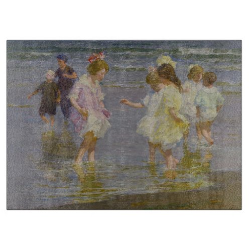 Children Wading on the Beach by EH Potthast Cutting Board