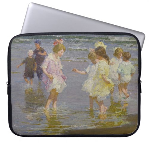 Children Wading on the Beach by EH Potthast Laptop Sleeve