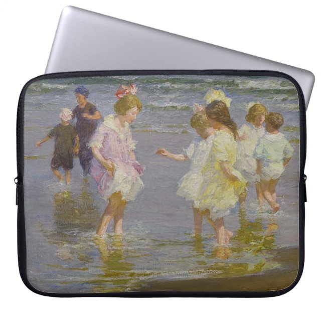 Children Wading on the Beach (by E.H. Potthast) Laptop Sleeve (Front)
