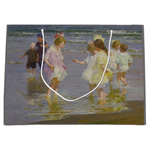 Children Wading on the Beach by EH Potthast Large Gift Bag