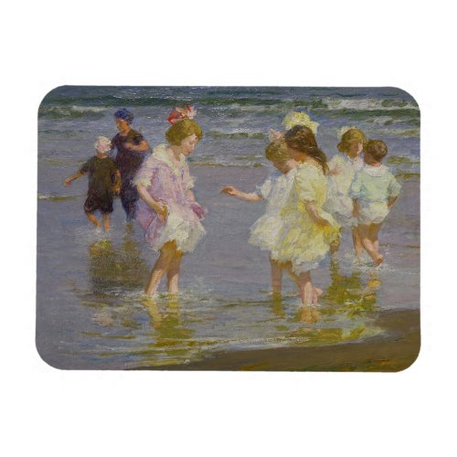Children Wading on the Beach by EH Potthast Magnet