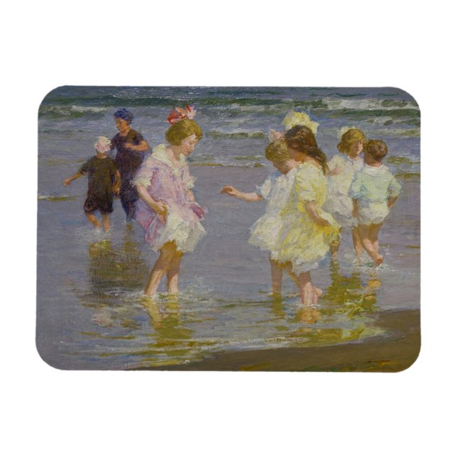 Children Wading on the Beach (by E.H. Potthast) Magnet (Horizontal)