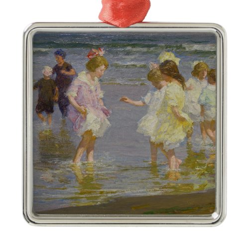 Children Wading on the Beach (by E.H. Potthast) Metal Ornament