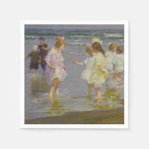Children Wading on the Beach (by E.H. Potthast) Napkins