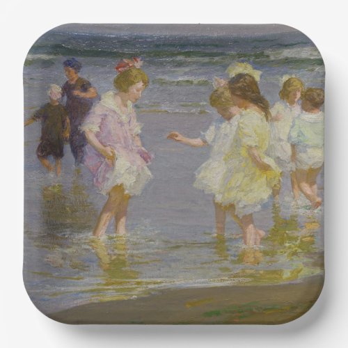 Children Wading on the Beach by EH Potthast Paper Plates