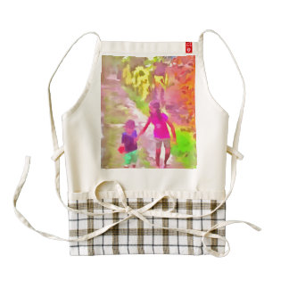 children walking on a path with bushes all around zazzle HEART apron