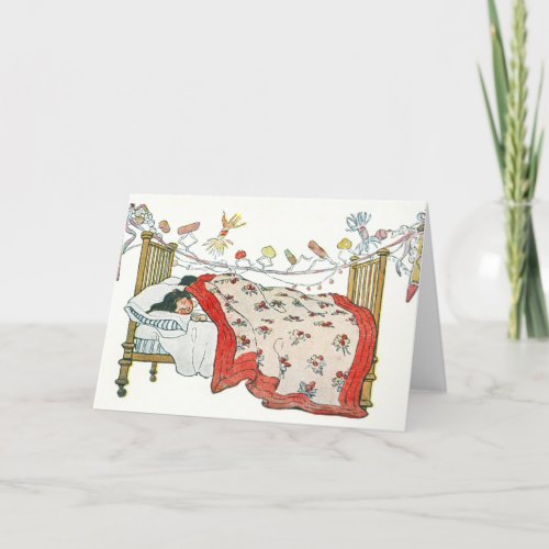 Children were nestled all snug in their beds beds holiday card
