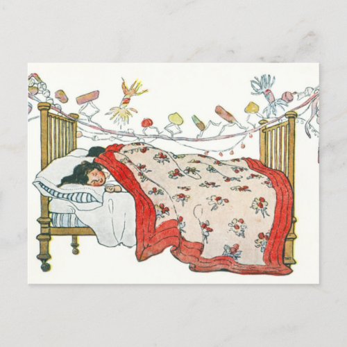 Children were nestled all snug in their beds beds holiday postcard