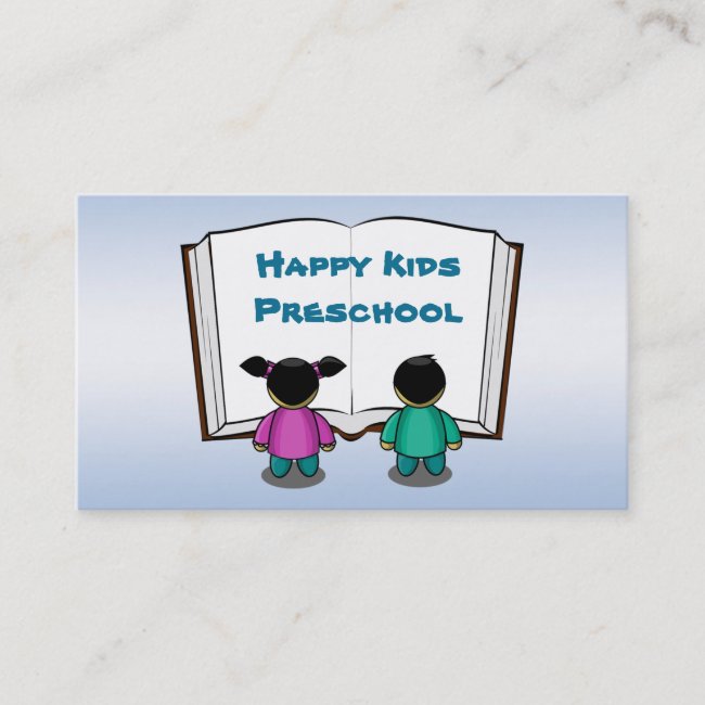 Children with Book Preschool Business Card