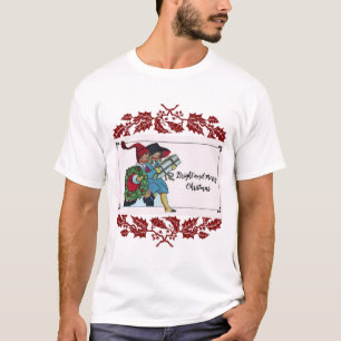 CHILDREN WITH CHRISTMAS GIFTS AND RED FLORAL T-Shirt