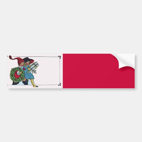 CHILDREN WITH CHRISTMAS GIFTS BUMPER STICKER