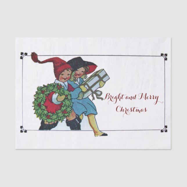 CHILDREN WITH CHRISTMAS GIFTS ice Tissue Paper (Front)