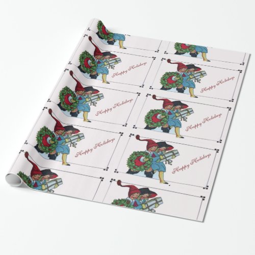 CHILDREN WITH CHRISTMAS GIFTS WRAPPING PAPER