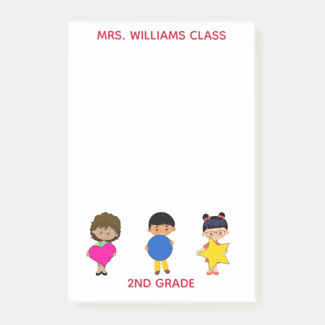 Children with Colorful Shapes Post-it Notes (Front)