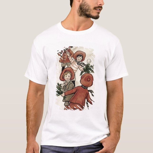 Children with Holly Throwing Snowballs T-Shirt (Front)
