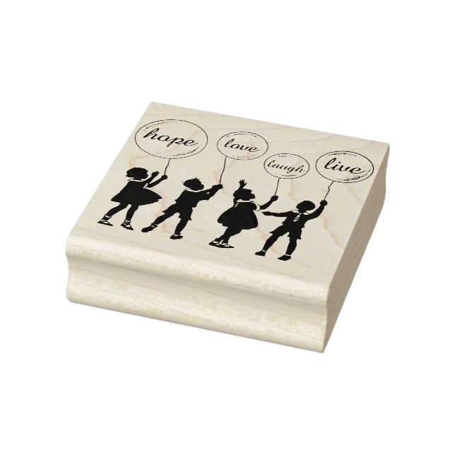 Children With Inspirational Word Balloons Rubber Stamp (Stamp)