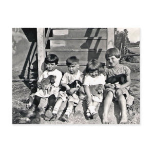 Children with Puppies Postcard