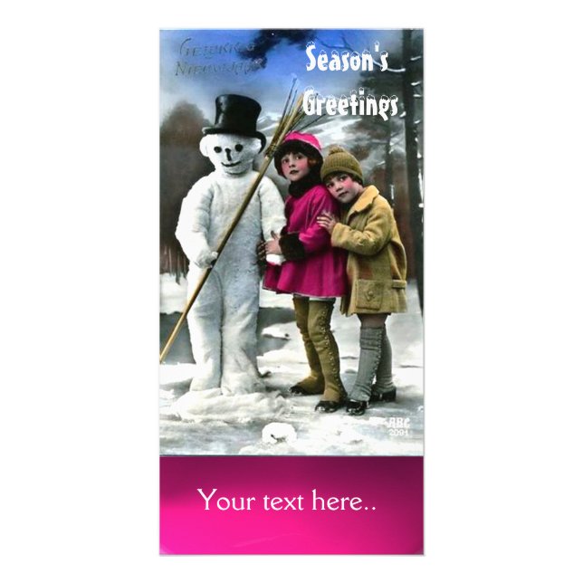 CHILDREN WITH SNOWMAN , PHOTO TEMPLATE (Front)