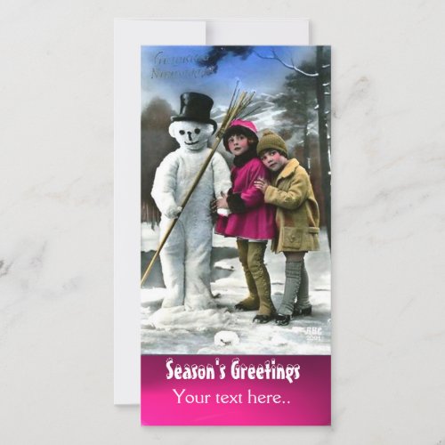 CHILDREN WITH SNOWMAN  PHOTO TEMPLATE