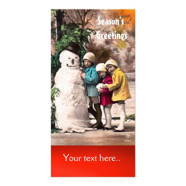 CHILDREN WITH SNOWMAN , PHOTO TEMPLATE (Front)
