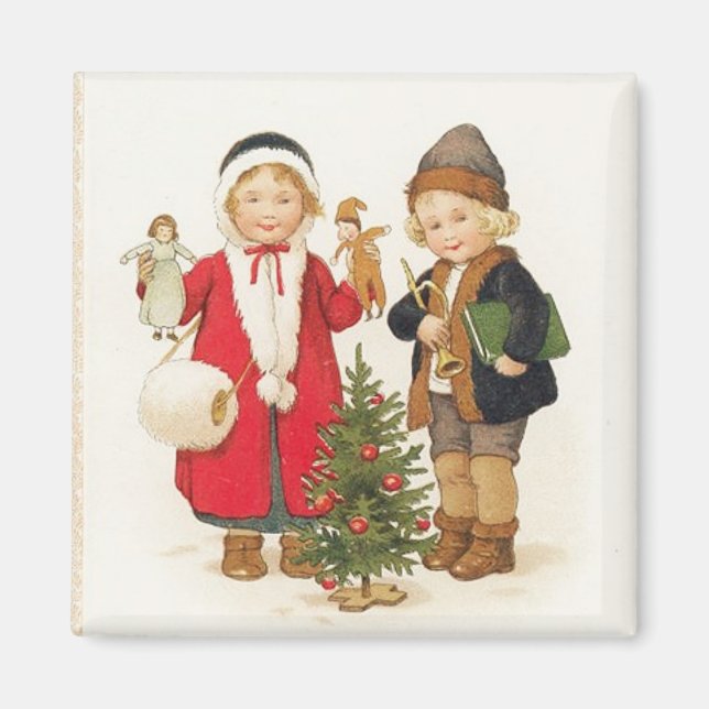 Children With Toys Vintage Magnet (Front)